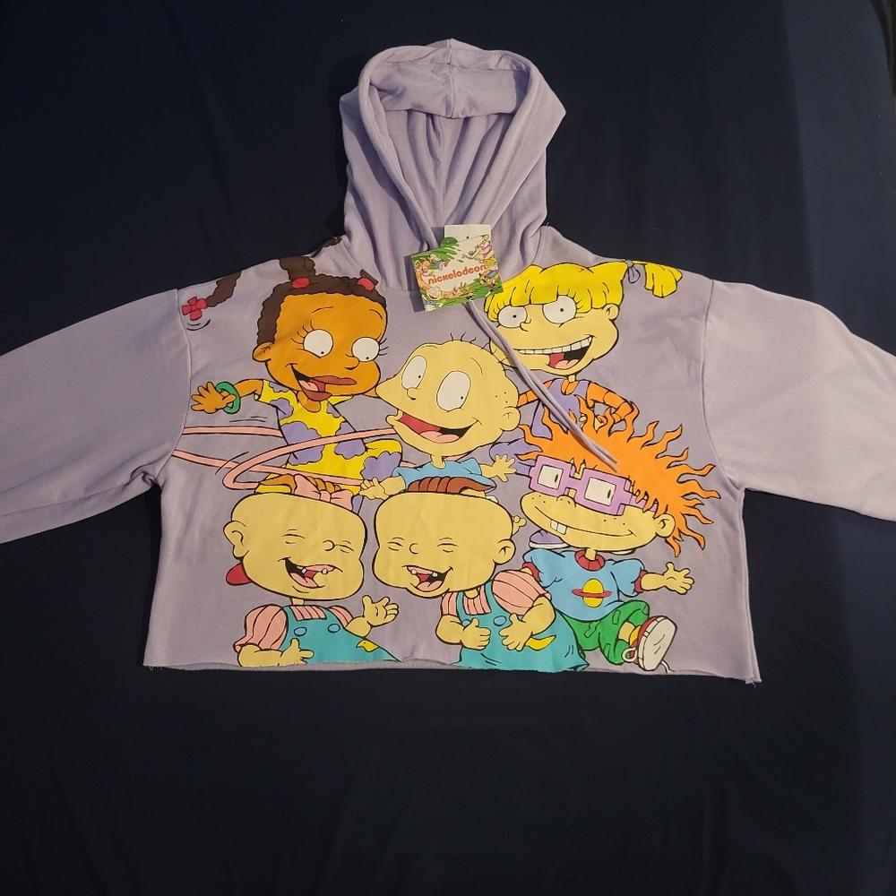 Women's Purple Crop Top Rugrats Hoodie